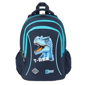 Ghiozdan Prescolari, St.Right, 3 Compartimente, Impermeabil, Blue T-Rex BP26, 39x27x17cm - Img 1
