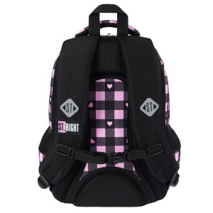 Ghiozdan Prescolari, St.Right, 3 Compartimente, Impermeabil, Pink Checkered BP26, 39x27x17cm - Img 4