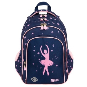 Ghiozdan Scolar Copii St.Right, BP58 Pink Ballerina, 4 Compartimente, Ergonomic, 22L, 40x28x18cm