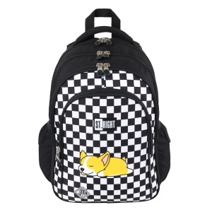 Ghiozdan Scolar cu 4 Compartimente, Impermeabil, Colectia St.Right - Sleepy Corgi BP58, 40x28x18cm