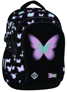 Ghiozdan Scolar St.Right BP01 Pastel Butterfly, 4 Compartimente, Ergonomic, 43x32x21cm