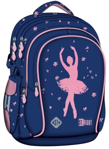 Ghiozdan Scolar St.Right BP01 Pink Ballerina, 4 Compartimente, Ergonomic, 43x32x21cm