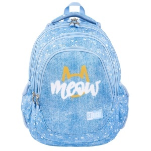 Ghiozdan Scolar St.Right BP06 - Meow Mood, 4 Compartimente, Ergonomic, 42x31x22cm