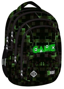 Ghiozdan St.Right, 4 Compartimente, Ergonomic, Impermeabil, Green Game BP04 43x32x20cm - Img 1