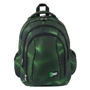 Ghiozdan St.Right, 4 Compartimente, Ergonomic, Impermeabil, Green Halftone BP04 43x32x20cm - Img 1