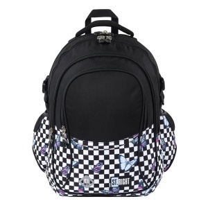 Ghiozdan St.Right, 4 Compartimente, Impermeabil, Chessboard Butterflies BP01, 43x32x21cm