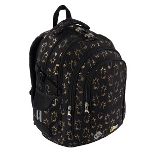 Ghiozdan St.Right, 4 Compartimente, Impermeabil, Golden Cats BP01, 43x32x21cm - Img 2