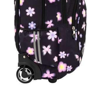 Ghiozdan tip Troler St.Right TB01, Flower Mood, Roti Silicon, Impermeabil, 44x32x25 cm - Img 3