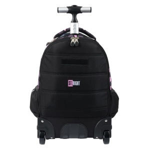 Ghiozdan Troler, St.Right, Roti Silicon, Impermeabil, Pink Checkered TB01, 44x32x25cm - Img 3
