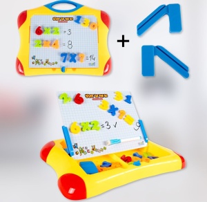 Joc Magnetic, MalPlay, 2 in 1, Tabla alba de scris + Litere si Cifre Magnetice, Galbena - Img 4