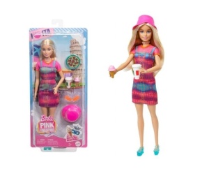 Papusa Barbie Pink Passport, Mattel, accesorii de calatorie, roz, 3 ani