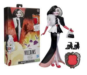 Papusa Hasbro, Disney Villains Cruella De Vil cu haine detasabile si accesorii incluse, 28 cm