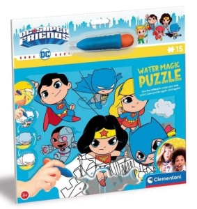 Puzzle de colorat cu apa, Clementoni, Water Magic DC Comics Justice League, 15 piese
