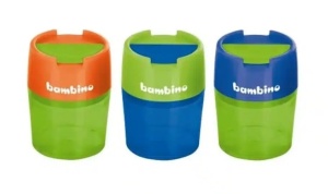 Ascutitoare Dubla Metalica, cu Rezervor Plastic, Bambino, culori Asortate - Img 2