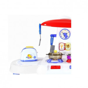 Bucatarie Multifunctionala pentru copii, Malplay, cu sunete, lumini, Chiuveta cu apa, Hota, Cuptor si accesorii, 61 cm - Img 5