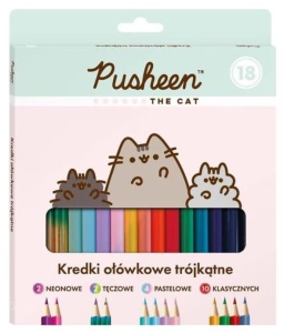 Creioane Color, Triunghiulare, Pusheen, 18 culori