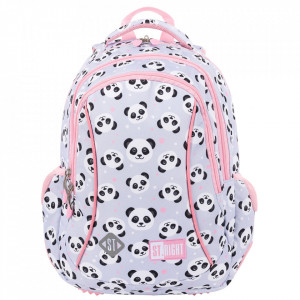 Ghiozdan Prescolari Ergonomic, Impermeabil, Elemente Reflectorizante, Colectia St.Right - Grey Panda BP26, 39x27x17cm - Img 1