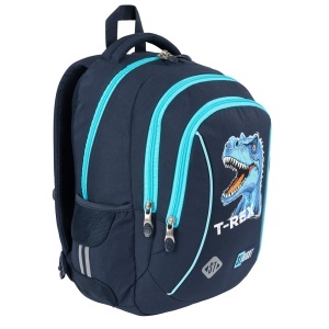 Ghiozdan Prescolari, St.Right, 3 Compartimente, Impermeabil, Blue T-Rex BP26, 39x27x17cm - Img 2
