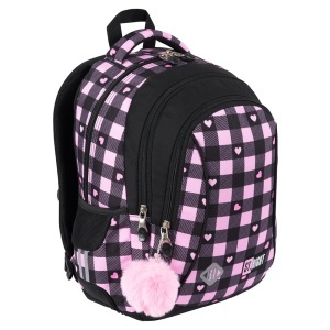 Ghiozdan Prescolari, St.Right, 3 Compartimente, Impermeabil, Pink Checkered BP26, 39x27x17cm - Img 2