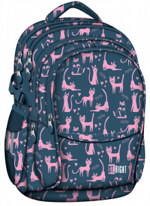 Ghiozdan Scolar 4 Compartimente, St.Majewski, Ergonomic, Impermeabil, Colectia St.Right - Lazy Cats BP01, 43x32x21cm - Img 1