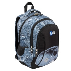 Ghiozdan Scolar Copii St.Right BP26 Moon View, 3 Compartimente, Ergonomic, 20L, 39x27x17 cm - Img 3