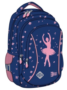 Ghiozdan Scolar Copii St.Right BP26 Pink Ballerina, 3 Compartimente, Ergonomic, 20L, 39x27x17 cm