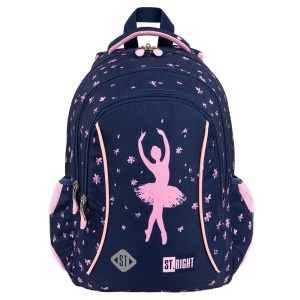 Ghiozdan Scolar Copii St.Right BP26 Pink Ballerina, 3 Compartimente, Ergonomic, 20L, 39x27x17 cm