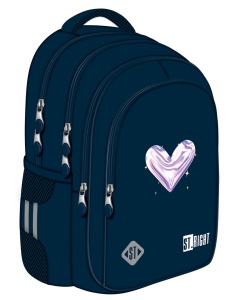 Ghiozdan Scolar Copii St.Right, BP58 Moonlight Heart, 4 Compartimente, Ergonomic, 22L, 40x28x18cm