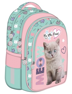 Ghiozdan Scolar cu 4 Compartimente, St.Majewski, Fluffy Kitty BP58, 40x28x18cm - Img 1