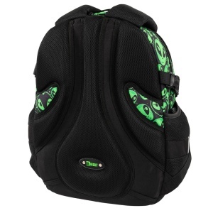 Ghiozdan Scolar St.Right BP01 Green Aliens, 4 Compartimente, Ergonomic, 43x32x21cm - Img 3