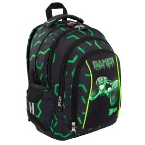 Ghiozdan Scolar St.Right BP04 - Green Level, 4 Compartimente, Ergonomic, 43x32x20cm - Img 2