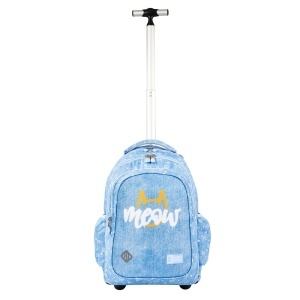 Ghiozdan tip Troler St.Right TB01, Meow Mood, Roti Silicon, Impermeabil, 44x32x25 cm - Img 5