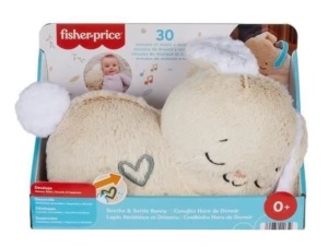 Iepure de plus Fisher Price, Mattel, Lumina de noapte ajustabila, 30x25cm, 0+ani
