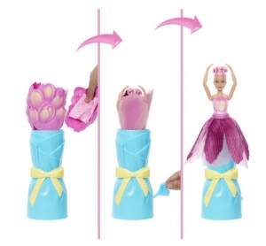 Păpușă cu accesorii surpriză Barbie Petal Pop Flower Reveal - Pink Tulip (Mattel - JMF57) - Img 2