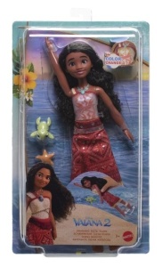 Păpușă Disney Moana 2 - Înotătoarea Tautai Moana cu accesorii și schimbare de culoare (Mattel - JFF08)