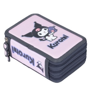 Penar cu 3 Fermoare, Echipat, St.Majewski, Kuromi Pink PC05, 19x13x7cm