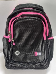 Produs Testat, Urme uzura Roti. Ghiozdan Troler, St.Right, Roti Silicon, Impermeabil, Colectia Black Glitter, TB01, 44x32x25cm - Img 1
