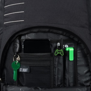 Rucsac 3 Compartimente St.Right - Black Melange BP35, Compartiment Laptop, 45x29x19cm - Img 3