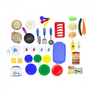 Bucatarie Multifunctionala pentru copii, Malplay, cu sunete, lumini, Chiuveta cu apa, Hota, Cuptor si accesorii, 61 cm - Img 6