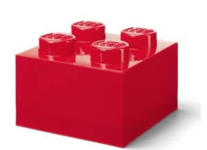 Cutie Depozitare Lego, 2 x 2 Rosu Transparent, 25x25x18cm, 4+
