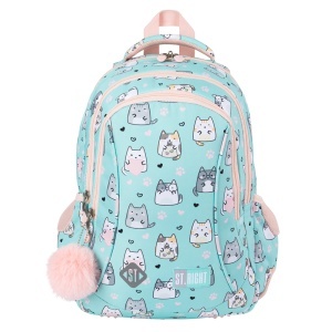 Ghiozdan Prescolari, St.Right, 3 Compartimente, Impermeabil, Charming Cats BP26, 39x27x17cm - Img 1