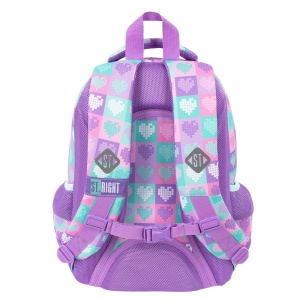 Ghiozdan Scolar Copii St.Right BP26 Candy Hearts, 3 Compartimente, Ergonomic, 20L, 39x27x17 cm - Img 2