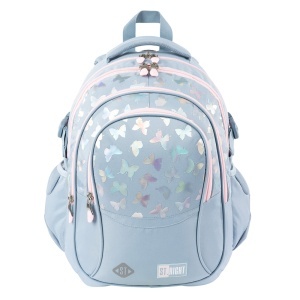 Ghiozdan St.Right, 4 Compartimente, Impermeabil, Silver Butterflies BP01, 43x32x21cm