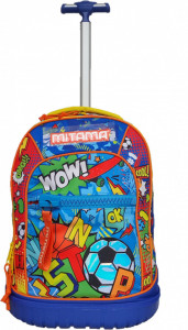 Ghiozdan Tip Troler, Mitama, Roti Silicon, Baza Intarita, Compartiment Bretele, Impermeabil, 47x34X21, Colectia Run Boys Street Games - Img 1