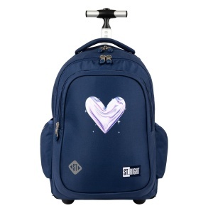 Ghiozdan tip Troler St.Right TB01, MoonLight Heart, Roti Silicon, Impermeabil, 44x32x25 cm