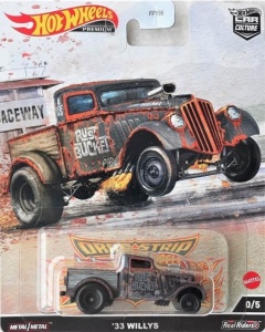 Masinuta Hot Wheels Premium, Drag Strip, 33 Willyes, Galben, 1:64