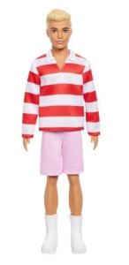 Papusa Barbie Ken, Mattel, Camasa Dungi Alb-Rosi 3+ani