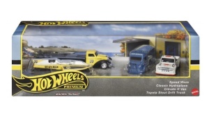 4 Masinute Hot Wheels Speed Waze, Classic Hydroplane, Citroen H Van, Toyota Stout Drift Truck 1:64