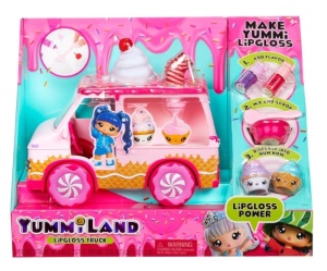 Camion Lip Gloss MGA Yummiland Cu 2 Num Noms, Seturi DIY Lip Gloss Aroma Ciocolata si Tort de Aniversare, 4+