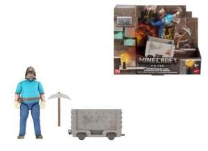 Figurina Minecraft, Mattel, Steve & Minecart 6+ani